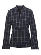Banana Republic Womens Long And Lean-fit Machine-washable Inverted Collar Windowpane Blazer Navy Size 14