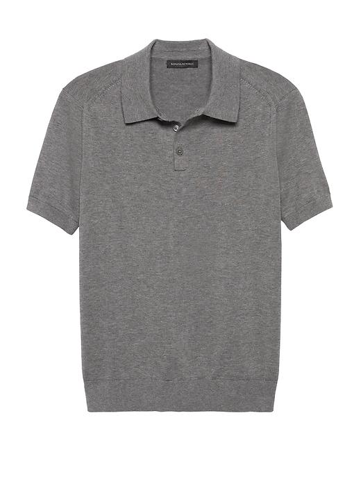Banana Republic Mens Supima Cotton Solid Short-sleeve Sweater Polo Shirt Heather Charcoal Gray Size Xs