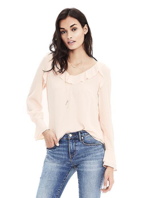 Banana Republic Womens Long Sleeve Layered Cuff Top - Pink Blush