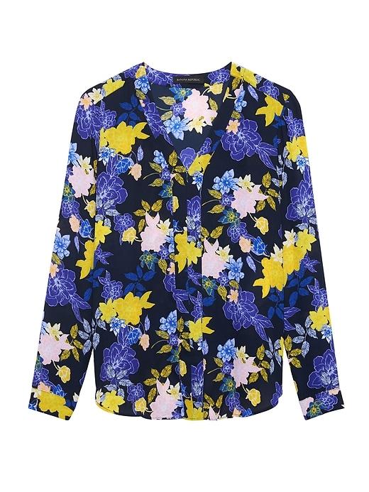 Banana Republic Floral Long-sleeve V-neck Top