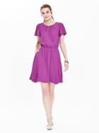 Banana Republic Womens Keyhole Flutter Sleeve Dress Size L Tall - Magenta
