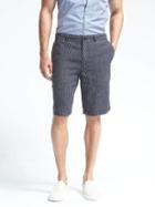 Banana Republic Mens Linen Navy Stripe Drawcord Short - Navy