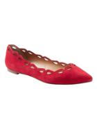 Banana Republic Womens Laser-cut Pointed-toe Flat Ruby Red Suede Size 9