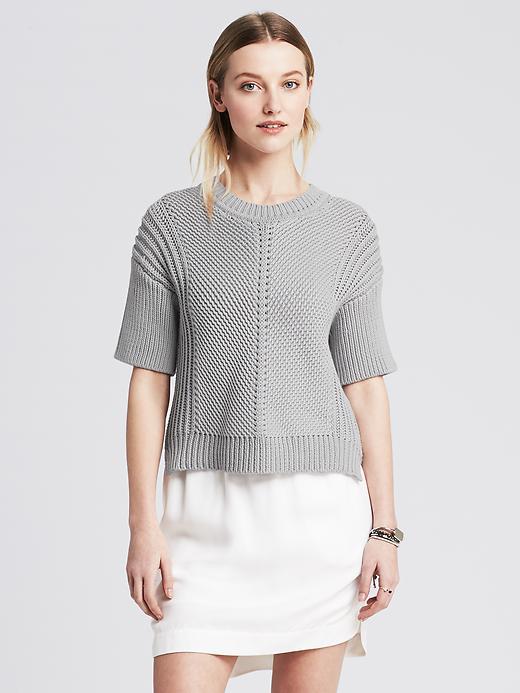 Banana Republic Mixed-stitch Elbow-sleeve Pullover