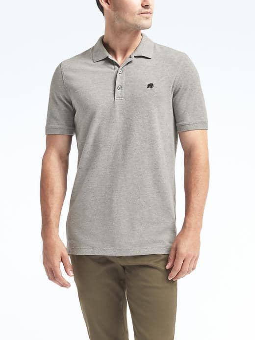 Banana Republic Mens Solid Pique Polo - November Rain