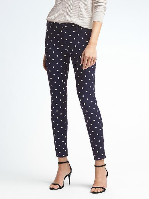 Banana Republic Womens Sloan Fit White Dot Pant - Navy