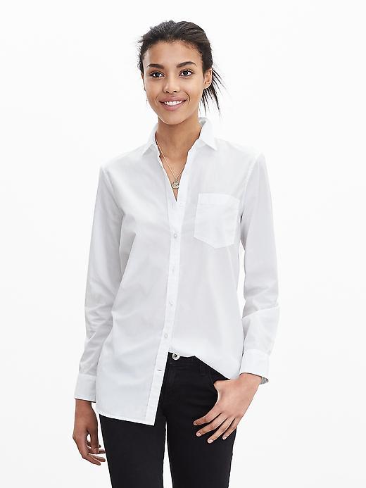 Banana Republic Womens Boyfriend Shirt Size M Petite - White