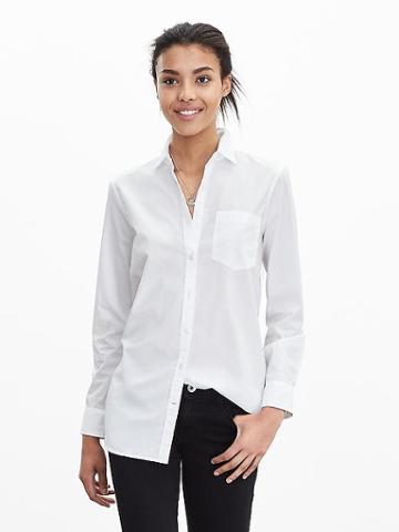 Banana Republic Womens Boyfriend Shirt Size M Petite - White