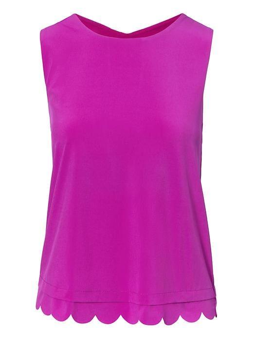 Banana Republic Womens Scallop Open Back Support Tank - Bright Magenta