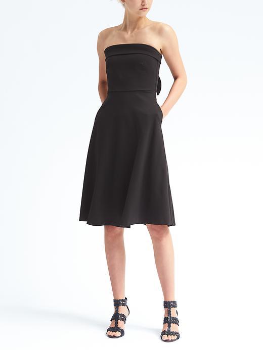 Banana Republic Womens Strapless Ponte Fit And Flare Dress - Black