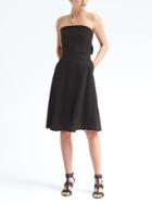 Banana Republic Womens Strapless Ponte Fit And Flare Dress - Black