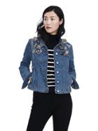 Banana Republic Womens Embellished Denim Jacket - Medium Wash