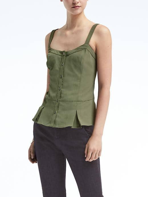 Banana Republic Womens Button Front Cami - Seaweed
