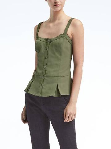 Banana Republic Womens Button Front Cami - Seaweed