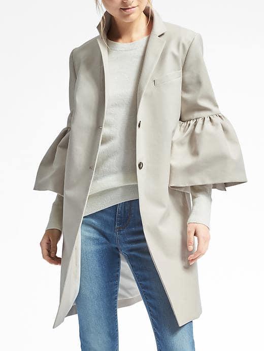 Banana Republic Womens Limited Edition Puff Sleeve Coat - Light Khaki