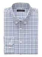 Banana Republic Mens New Slim-fit Tech-stretch Cotton Grid Shirt Comet Blue Size L