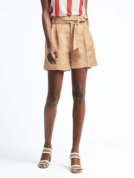 Banana Republic Womens Ryan Fit Tied Short - Light Golden