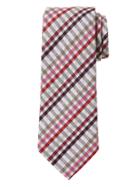 Banana Republic Mens Multi Plaid Cotton-silk Nanotex Tie Pink Mist Size One Size