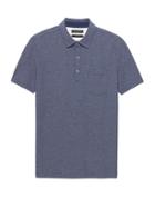 Banana Republic Mens Don';t-sweat-it Mini Stripe Polo Shirt Heather Navy Blue Size L