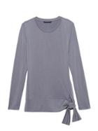 Banana Republic Womens Sandwash Modal Blend Tie-hem T-shirt Midnight Gray Size Xs