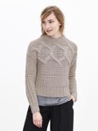Banana Republic Womens Cable Knit Cropped Sweater Pullover Size L - Tan