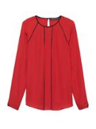 Banana Republic Womens Long-sleeve Top With Piping Ultra Red Size Xs
