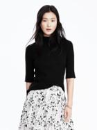 Banana Republic Womens Extra Fine Merino Wool Mock Neck Pullover Size L - Black