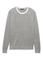 Banana Republic Mens Silk-linen Contrast Collar Sweater Moondust & Silver Size Xl