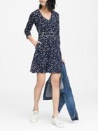Banana Republic Petite Floral V-neck Fit-and-flare Dress