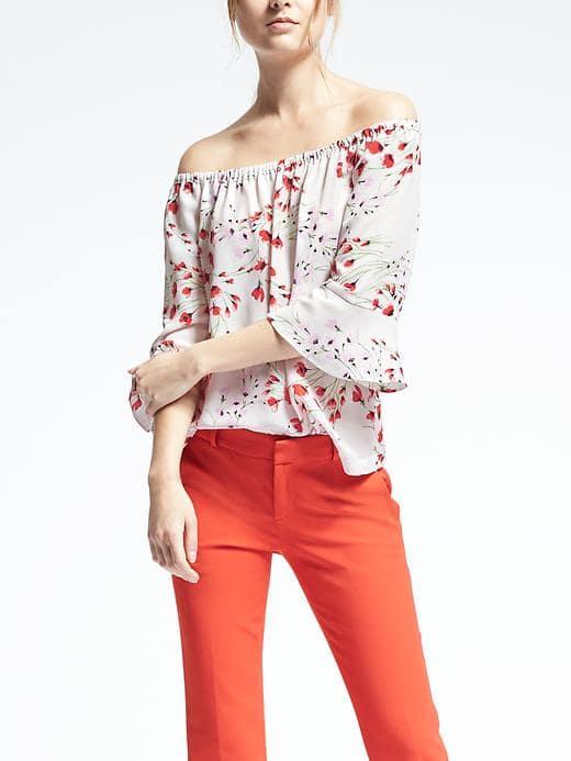 Banana Republic Off Shoulder Floral Top - White
