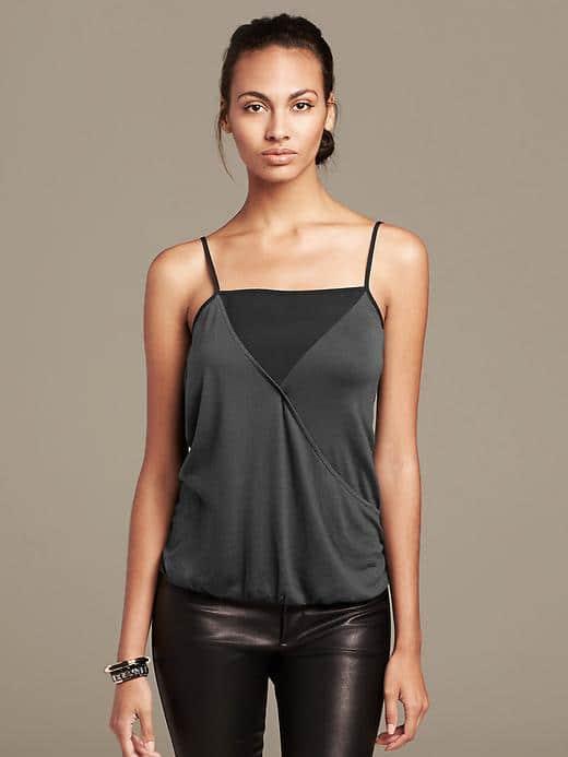 Banana Republic Mixed Media Tank - Dark Charcoal