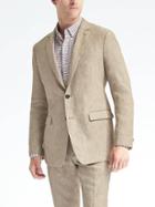 Banana Republic Standard Solid Linen Suit Jacket - Khaki