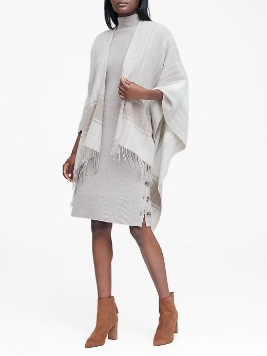 Banana Republic Womens Turtleneck Sweater Dress With Button-sides Light Gray Size Xxl