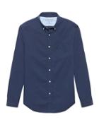 Banana Republic Mens Camden Standard-fit Luxe Poplin Shirt Navy Size Xxs