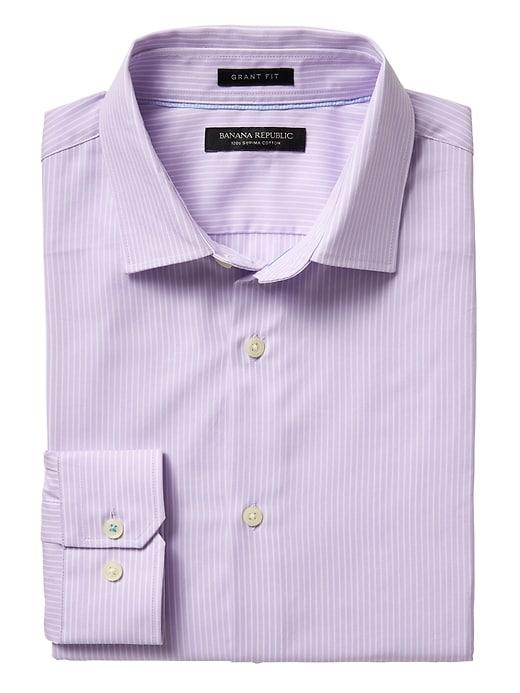 Banana Republic Mens Grant Slim Fit Supima Cotton Stripe Shirt - Orchid