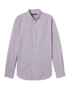 Banana Republic Mens Grant Slim-fit Cotton-stretch Check Oxford Shirt Damselfish Blue Size S