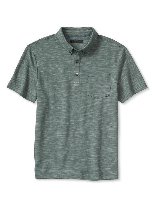 Banana Republic Mens Slub Pique Polo Size L Tall - Deep Hunter