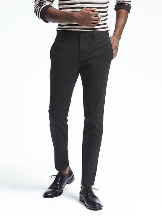 Banana Republic Mens Fulton Stretch Skinny Chino - Black