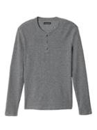 Banana Republic Mens Modal Pima Cotton Waffle Knit Henley - Smoke Gray