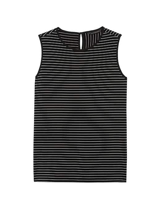 Banana Republic Womens Side-slit Tunic Black With White Stripe Size M