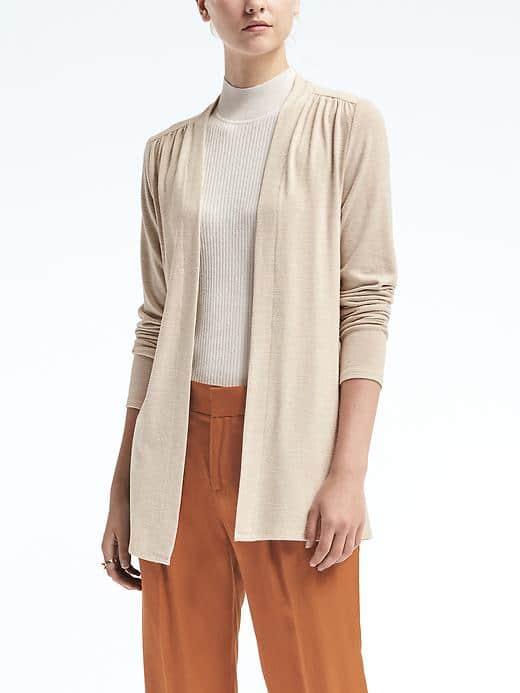 Banana Republic Womens Long Sleeve Soft Jersey Cardigan - Gray