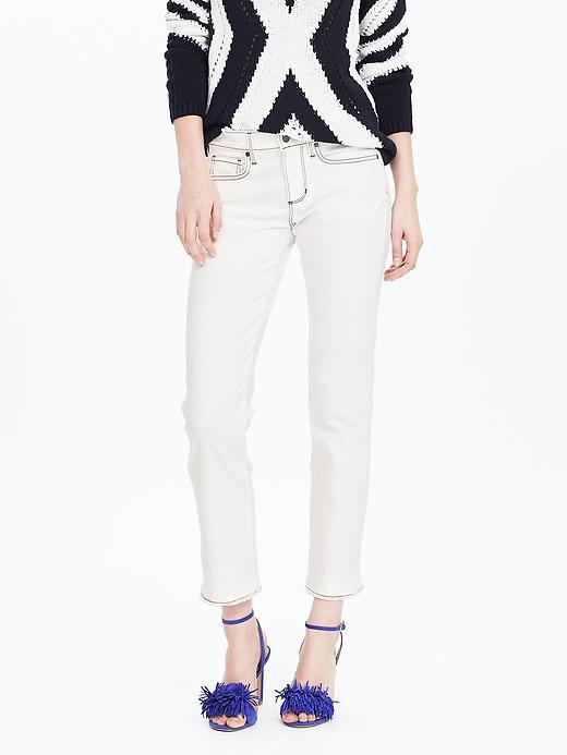 Banana Republic Womens White Straight Cropped Jean Size 0 Regular - Lily Wash