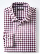 Banana Republic Mens Camden Fit Non Iron Stretch Windowpane Shirt - Dried Morello