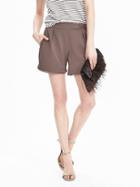 Banana Republic Pleated Lace Trim Shorts Size 0 Petite - Taupe
