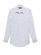 Banana Republic Womens Petite Dillon Classic-fit Stripe Shirt White Size M