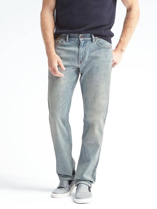 Banana Republic Mens Straight Rapid Movement Light Rocket Wash Jean - Indigo