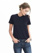 Banana Republic Womens Short Sleeve Bow Back Top Size L - Preppy Navy