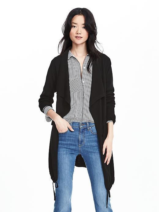 Banana Republic Womens Drawstring Sweater Jacket Size L - Black