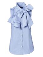 Banana Republic Riley Fit Tie Neck Ruffle Shirt - Deep Royal