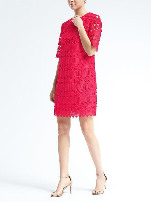Banana Republic Womens Limited Edition Lace Shift Dress - Red